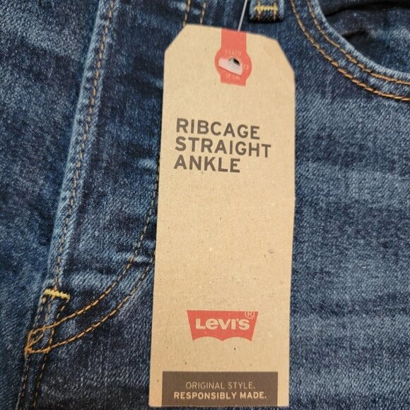 Levi's | Women's Ribcage Straight Ankle Highest Rise Dark Wash Jeans - Picture 8 of 15